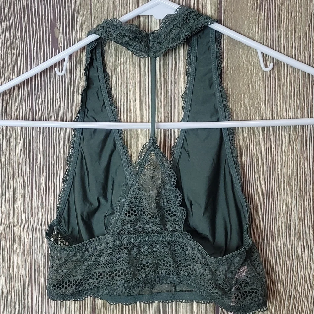 Victoria's Secret Lace Halter Bralette Green Olive Sz Small P